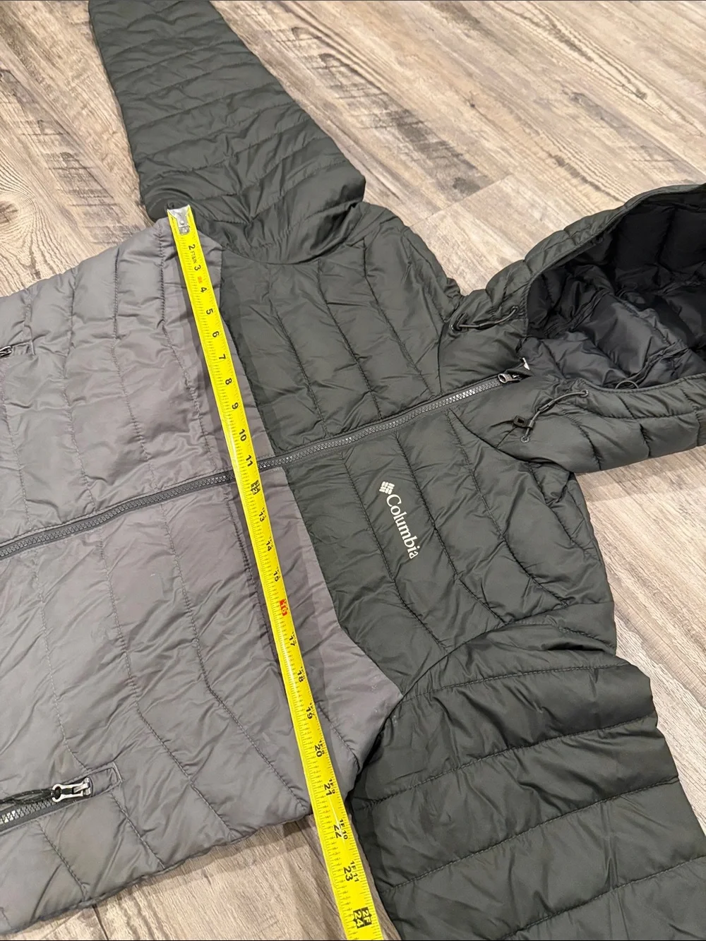 Columbia Omni-Heat Hooded Puffer Jacket Men's Size Medium Black Gray Full Zip